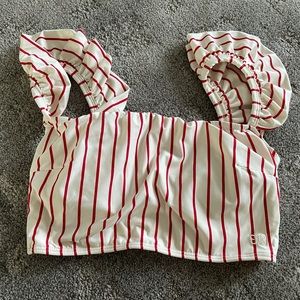 Red and white stripe Albion Swim top